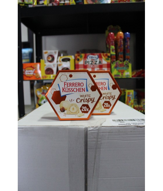 Ferrero Kusschen White Crispy, cioccolatini al cioccolato bianco ripieni di crema al latte e nocciole da 172g